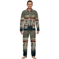 Patterned Tunnels On The Concrete Wall Men s Long Sleeve Velvet Pocket Pajamas Set by artworkshop