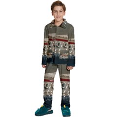 Patterned Tunnels On The Concrete Wall Kids  Long Sleeve Velvet Pajamas Set by artworkshop