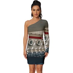 Patterned Tunnels On The Concrete Wall Long Sleeve One Shoulder Mini Dress