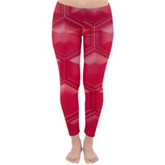 Red Textured Wall Classic Winter Leggings by artworkshop