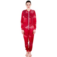 Red Textured Wall Onepiece Jumpsuit (ladies) by artworkshop