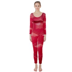 Red Textured Wall Long Sleeve Catsuit by artworkshop