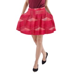 Red Textured Wall A-line Pocket Skirt