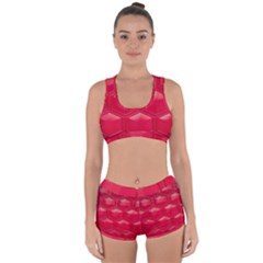 Red Textured Wall Racerback Boyleg Bikini Set by artworkshop