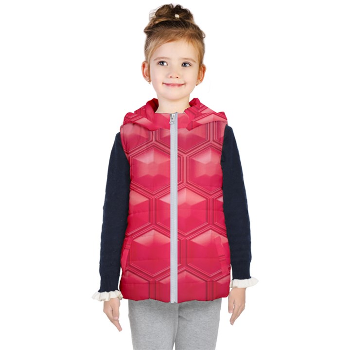 Red Textured Wall Kids  Hooded Puffer Vest