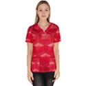 Red Textured Wall Women s V-Neck Scrub Top View1