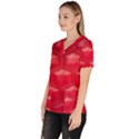 Red Textured Wall Women s V-Neck Scrub Top View2