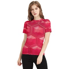 Red Textured Wall Women s Short Sleeve Rash Guard by artworkshop