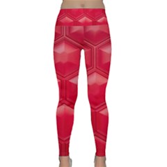 Red Textured Wall Lightweight Velour Classic Yoga Leggings by artworkshop