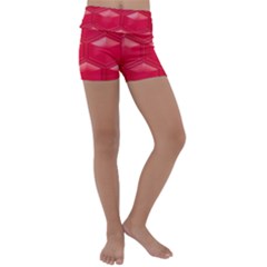 Red Textured Wall Kids  Lightweight Velour Yoga Shorts by artworkshop