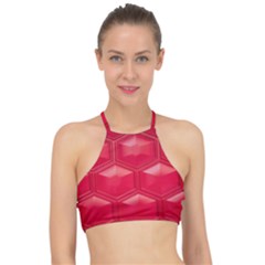 Red Textured Wall Racer Front Bikini Top