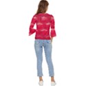 Red Textured Wall Bell Sleeve Top View4