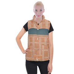 Person Stands By Tall Orange Wall And Looks- Up Women s Button Up Vest by artworkshop