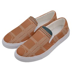 Person Stands By Tall Orange Wall And Looks- Up Men s Canvas Slip Ons