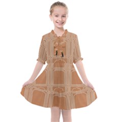 Person Stands By Tall Orange Wall And Looks- Up Kids  All Frills Chiffon Dress by artworkshop