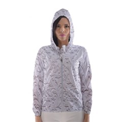 Plaster Background Floral Pattern Women s Hooded Windbreaker by artworkshop