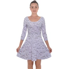 Plaster Background Floral Pattern Quarter Sleeve Skater Dress