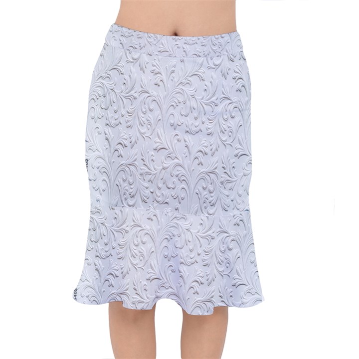 Plaster Background Floral Pattern Short Mermaid Skirt