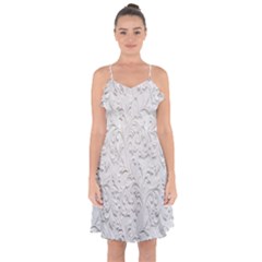 Plaster Background Floral Pattern Ruffle Detail Chiffon Dress by artworkshop