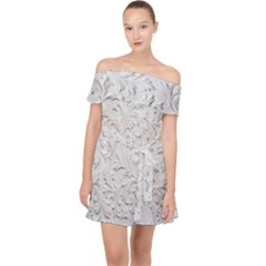 Plaster Background Floral Pattern Off Shoulder Chiffon Dress by artworkshop