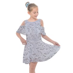 Plaster Background Floral Pattern Kids  Shoulder Cutout Chiffon Dress by artworkshop