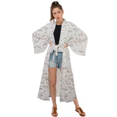 Plaster Background Floral Pattern Maxi Kimono by artworkshop