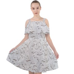 Plaster Background Floral Pattern Cut Out Shoulders Chiffon Dress by artworkshop