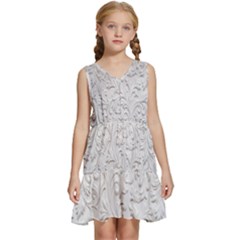 Plaster Background Floral Pattern Kids  Sleeveless Tiered Mini Dress by artworkshop