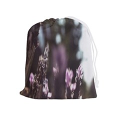 Purple Flower Pattern Drawstring Pouch (xl) by artworkshop