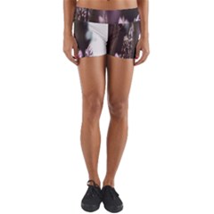 Purple Flower Pattern Yoga Shorts by artworkshop