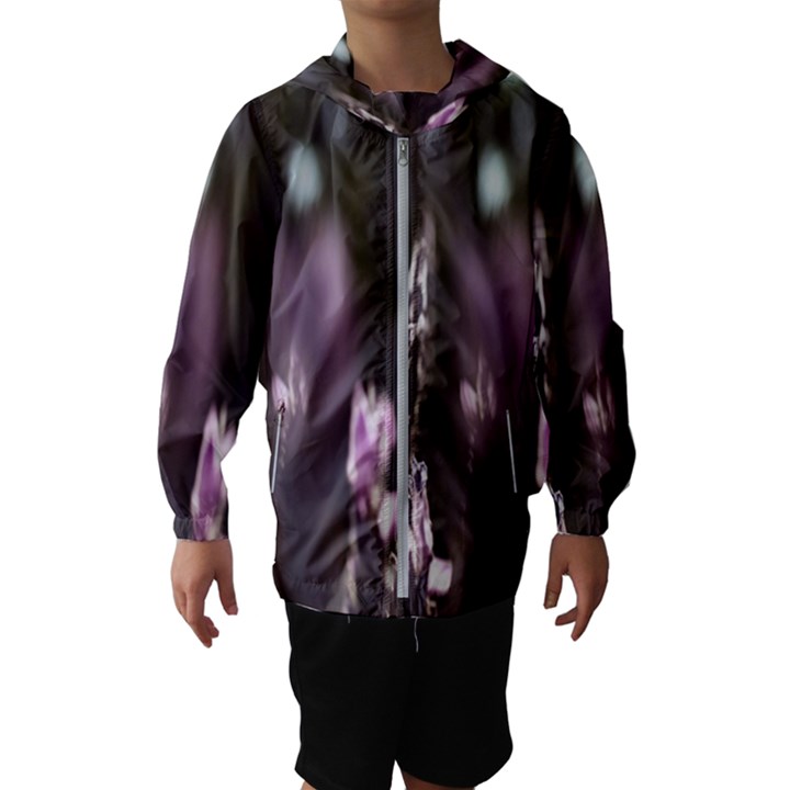 Purple Flower Pattern Kids  Hooded Windbreaker