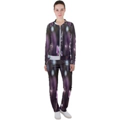 Purple Flower Pattern Casual Jacket And Pants Set by artworkshop