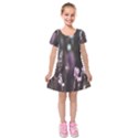 Purple Flower Pattern Kids  Short Sleeve Velvet Dress View1