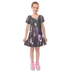 Purple Flower Pattern Kids  Short Sleeve Velvet Dress by artworkshop