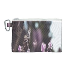 Purple Flower Pattern Canvas Cosmetic Bag (medium) by artworkshop