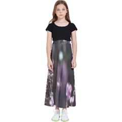 Purple Flower Pattern Kids  Flared Maxi Skirt by artworkshop