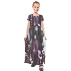 Purple Flower Pattern Kids  Short Sleeve Maxi Dress by artworkshop