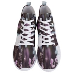 Purple Flower Pattern Men s Lightweight High Top Sneakers by artworkshop