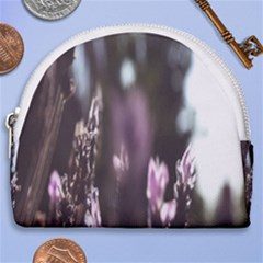 Purple Flower Pattern Horseshoe Style Canvas Pouch by artworkshop