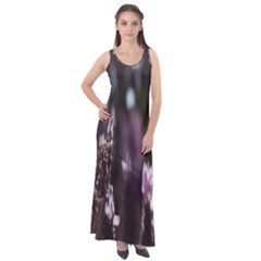 Purple Flower Pattern Sleeveless Velour Maxi Dress by artworkshop