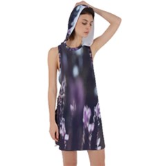 Purple Flower Pattern Racer Back Hoodie Dress by artworkshop