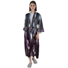 Purple Flower Pattern Maxi Satin Kimono by artworkshop