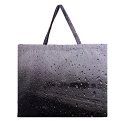 Rain On Glass Texture Zipper Large Tote Bag by artworkshop