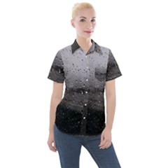 Rain On Glass Texture Women s Short Sleeve Pocket Shirt