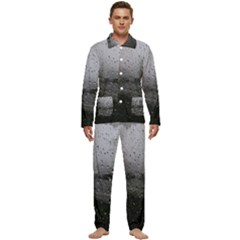 Rain On Glass Texture Men s Long Sleeve Velvet Pocket Pajamas Set by artworkshop