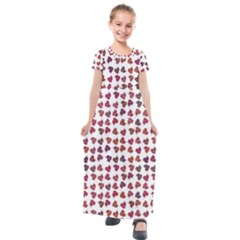 Mixed Colors Flowers Bright Motif Pattern Kids  Short Sleeve Maxi Dress by dflcprintsclothing