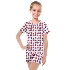 Mixed Colors Flowers Bright Motif Pattern Kids  Mesh Tee And Shorts Set