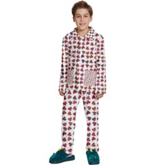 Mixed Colors Flowers Bright Motif Pattern Kids  Long Sleeve Velvet Pajamas Set