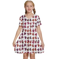 Mixed Colors Flowers Bright Motif Pattern Kids  Short Sleeve Tiered Mini Dress by dflcprintsclothing