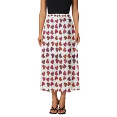 Mixed Colors Flowers Bright Motif Pattern Classic Midi Chiffon Skirt